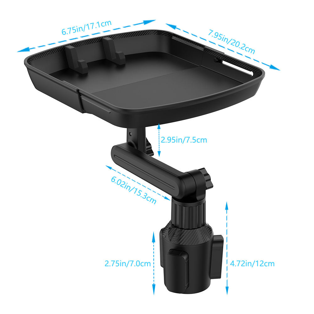 360º Rotation Adjustable Cup Holder Tray Table - Portable Non-Slip Car Interior Organizer for Eating and Drink Holding