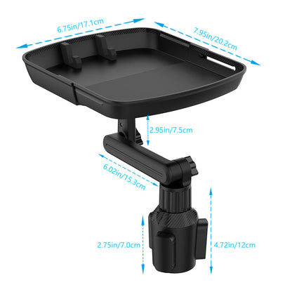 360º Rotation Adjustable Cup Holder Tray Table - Portable Non-Slip Car Interior Organizer for Eating and Drink Holding