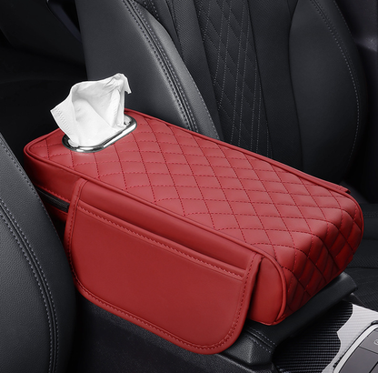 Multifunctional Leather Car Armrest Pad – Holds Phone and Tissues