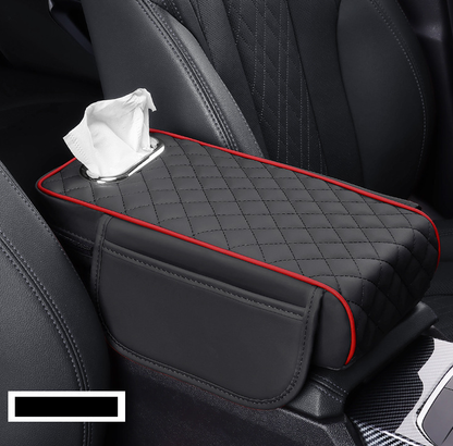 Multifunctional Leather Car Armrest Pad – Holds Phone and Tissues