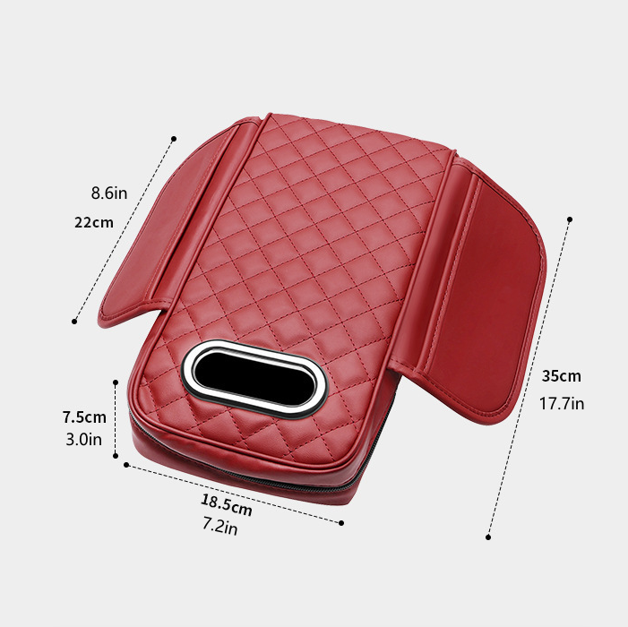 Multifunctional Leather Car Armrest Pad – Holds Phone and Tissues