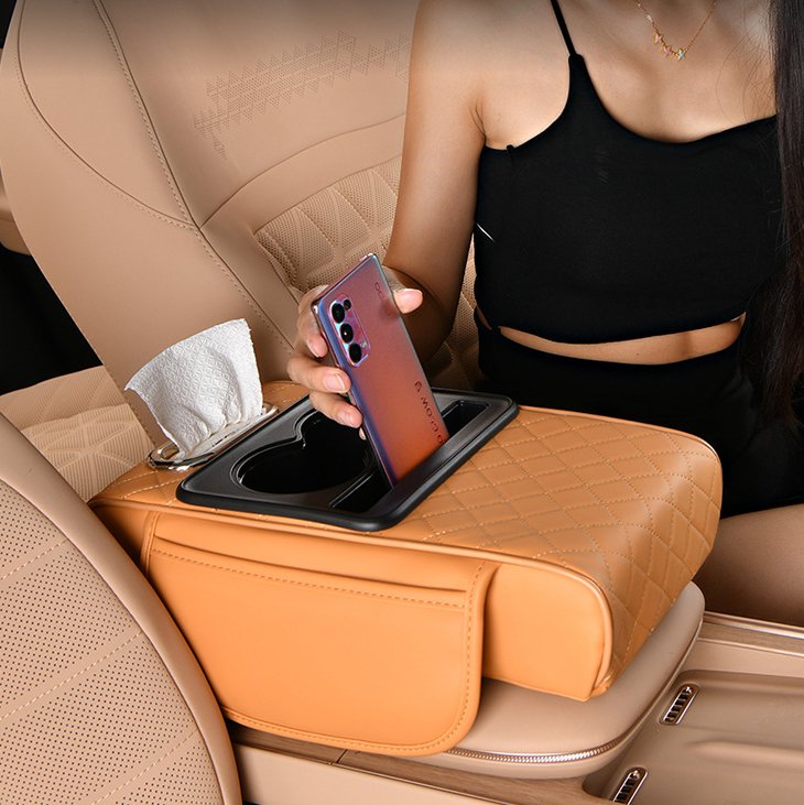 Multifunctional Car Armrest Heightening Pad-Premium Leather & Spacious Storage