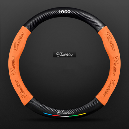 TrackVibe | Orange Carbon Suede Steering Wheel Cover – Anti-Slip & Wear-Resistant