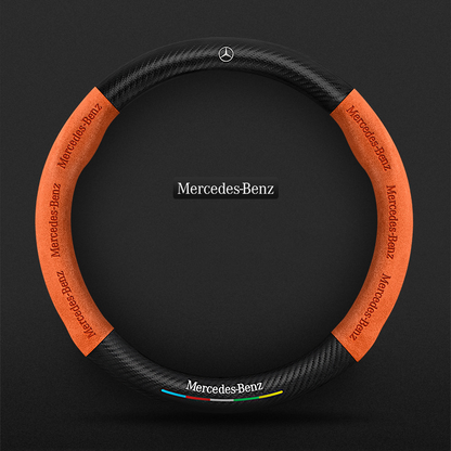 TrackVibe | Orange Carbon Suede Steering Wheel Cover – Anti-Slip & Wear-Resistant