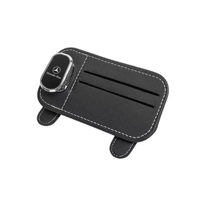 Premium Leather Car Sun Visor Glasses and Card Holder Organizer