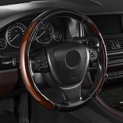 Universal Laser Carbon Fiber Pattern Steering Wheel Cover - Ultra-Thin, Non-Slip, Sweat-Resistant, Comfortable Grip