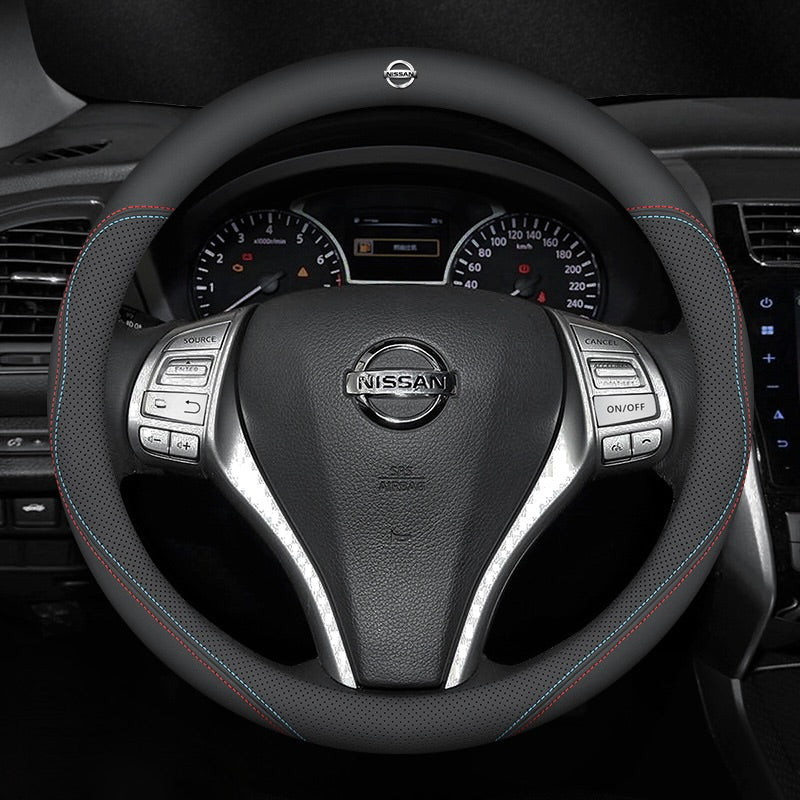 Premium Nappa Leather Steering Wheel Cover - Luxurious Comfort, Breathable Design, and All-Season Durability