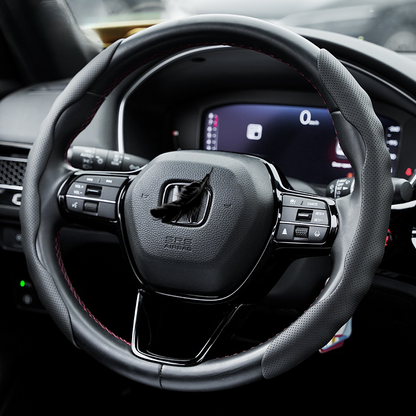 Premium Perforated Nappa Leather Steering Wheel Cover - Anti-Slip, Breathable, Scratch-Resistant, Easy to Clean