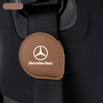 LuxeHold Seatbelt Adjuster – Premium Cow Leather & Logo Customization