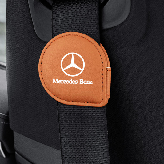 LuxeHold Seatbelt Adjuster – Premium Cow Leather & Logo Customization