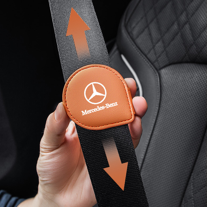 LuxeHold Seatbelt Adjuster – Premium Cow Leather & Logo Customization