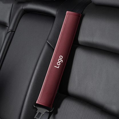 Leather Breathable Car Seat Belt Shoulder Pad (Customizable car's logo)